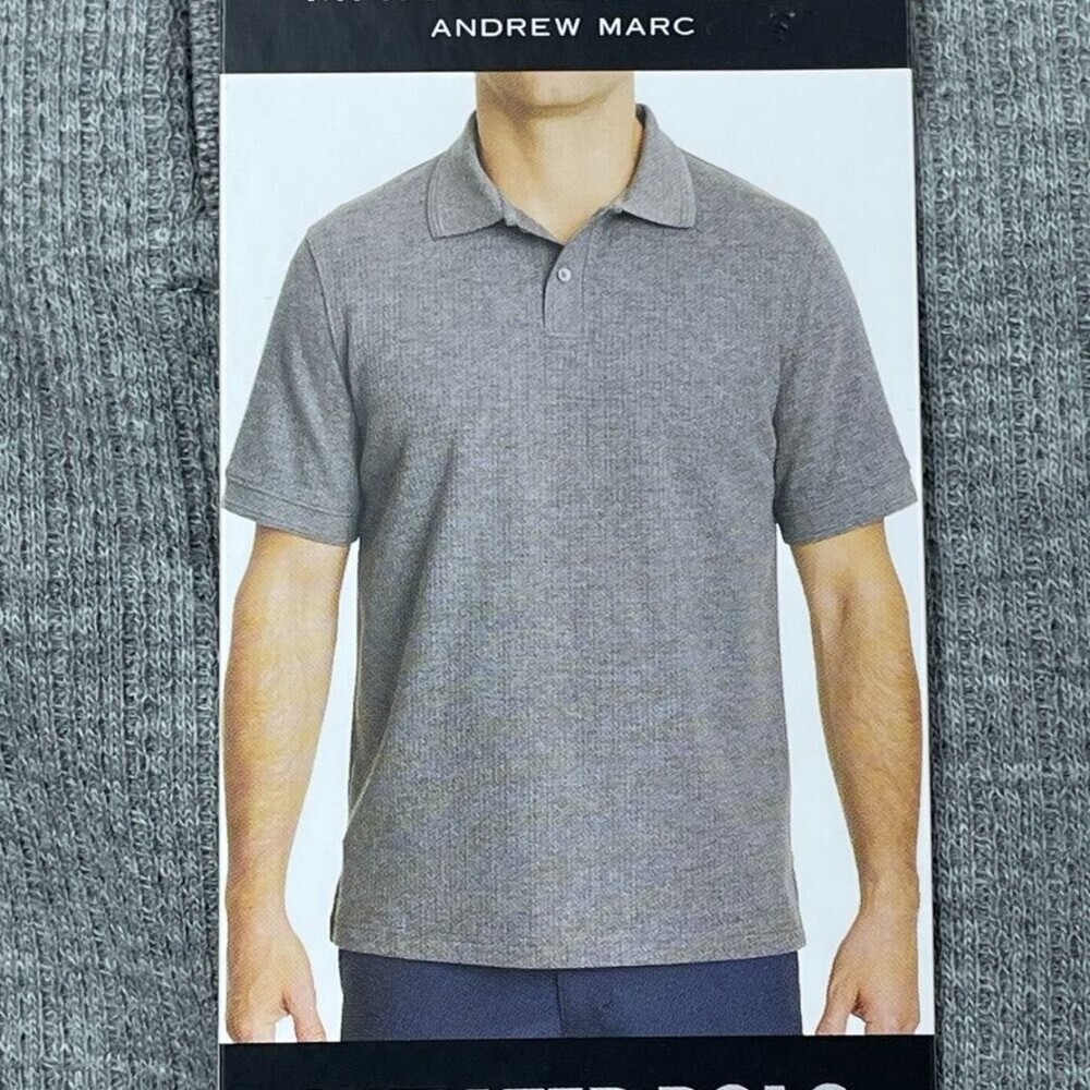 Marc New York Andrew Marc Mens Heathered Polo Shirt Gray M d0733